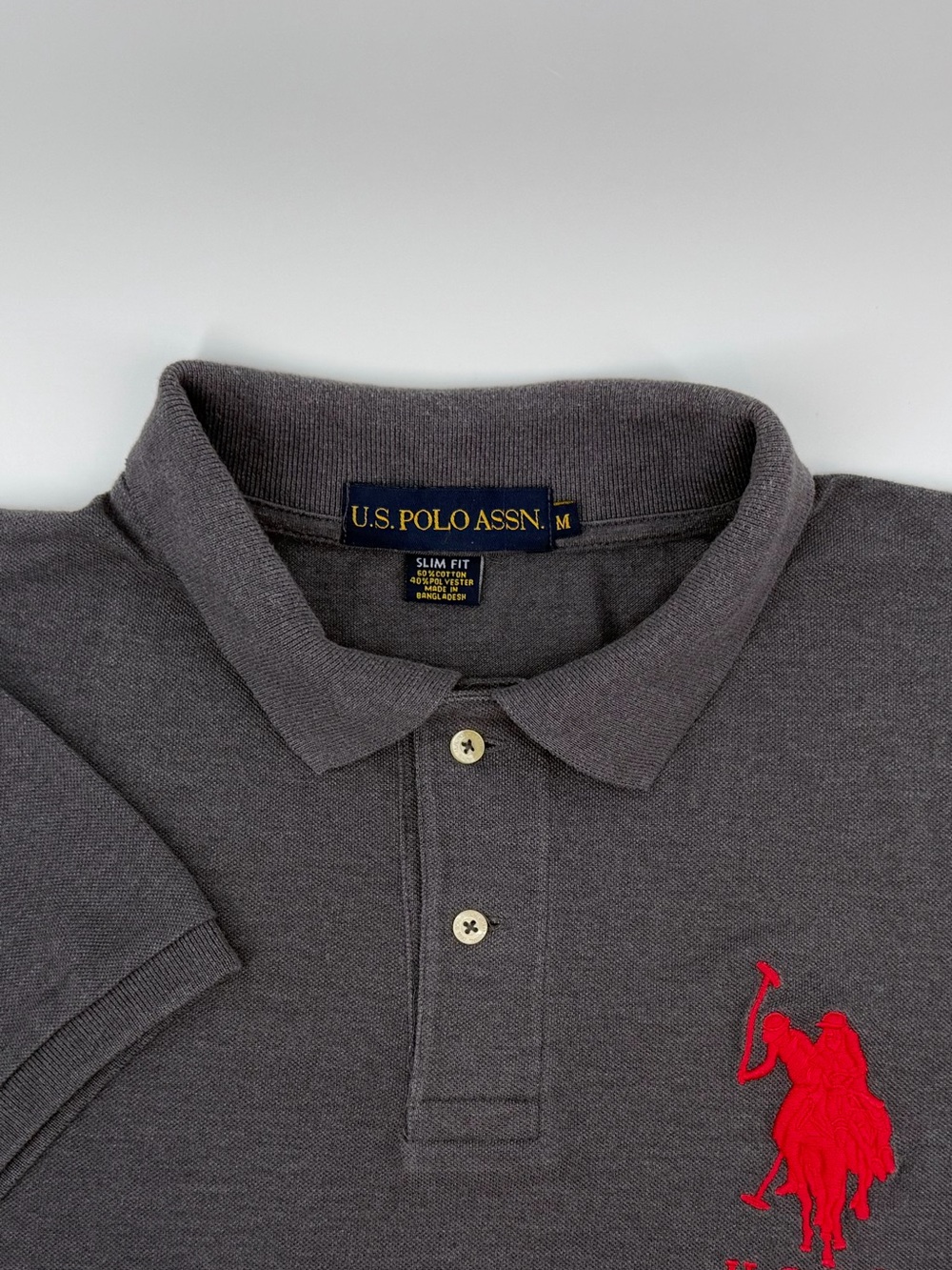 U.S. Polo Assn. Charcoal Polo with big Red Embroidered Logo